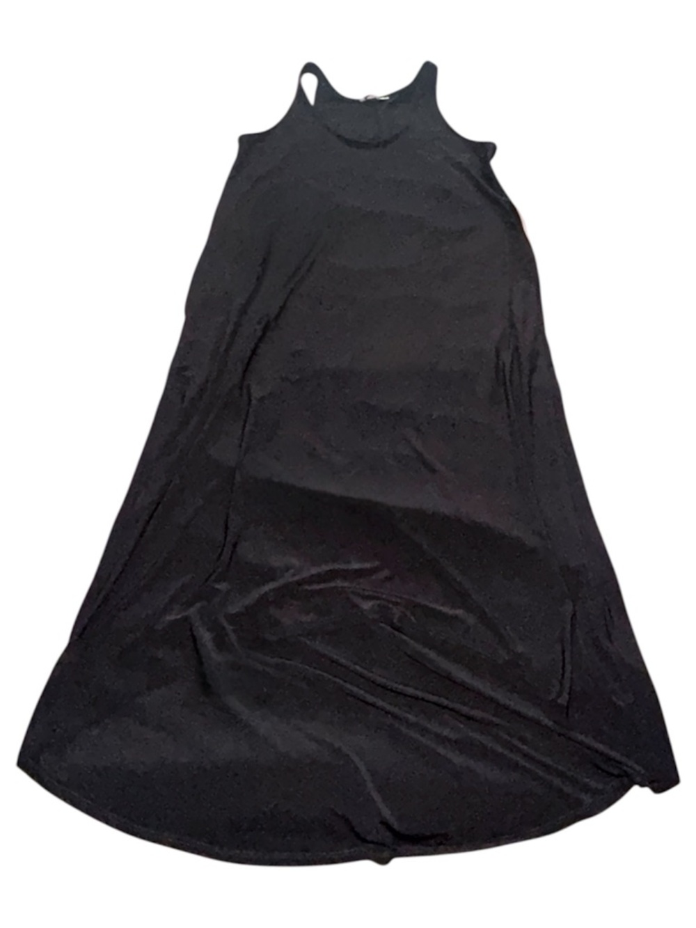 Tash & Sophie Solid Black Stretch Knit Hi-Lo Hem Sleeveless Summer Swing Dress